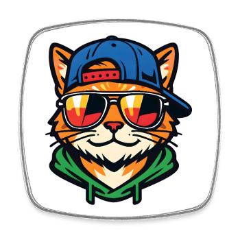Cat with sunglasses - Square fridge magnet - white - Front