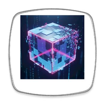 Digitaler Würfel Technologie Digital Cube Tech - Viereckiger Kühlschrankmagnet - Weiß - Vorne