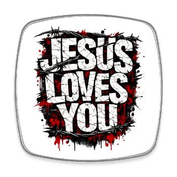 Jesus Loves You Streetwear - Square fridge magnet - white - Front