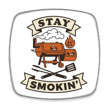 Smoker barbecue meat keeps smoking - Square fridge magnet - white - Front