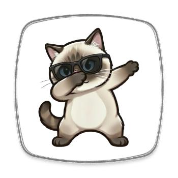 Dabbing Siamkatze - Viereckiger Kühlschrankmagnet - Weiß - Vorne