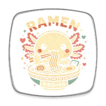 Axolotl Ramen Noodles Kawaii Gift Cute - Square fridge magnet - white - Front