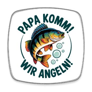 Angeln mit meinem Papa - Viereckiger Kühlschrankmagnet - Weiß - Vorne