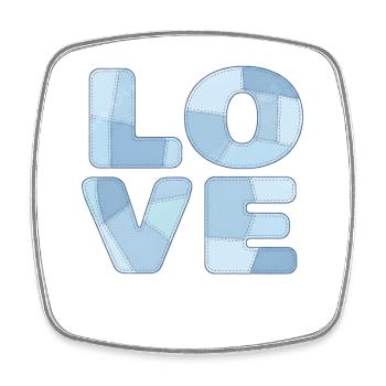 Patchwork Blue Love Motif for Kids & Babies - Square fridge magnet - white - Front