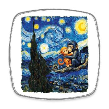 Van Gogh Baby Monkey Punch Cute Macaque - Square fridge magnet - white - Front