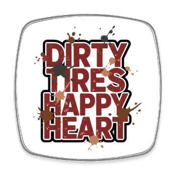 Dirty Tires Happy Heart Off-Road Design - Magnet carré - blanc - Devant