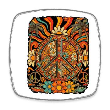 Peace Love Flowers - Viereckiger Kühlschrankmagnet - Weiß - Vorne