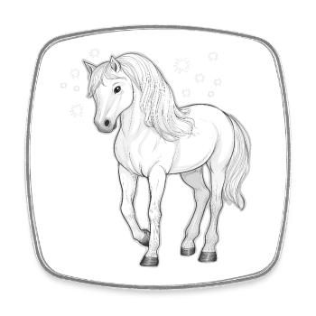 Cheval avec des étoiles - Magnet carré - blanc - Devant