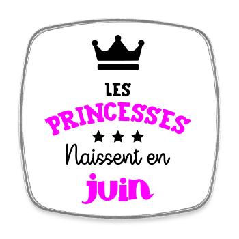 Princesse née en Juin Super Cadeau Anniversaire - Magnet carré - blanc - Devant