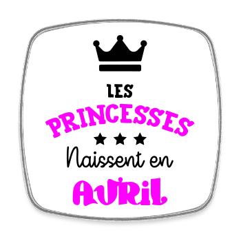 Princesse née en Avril Super Cadeau Anniversaire - Magnet carré - blanc - Devant