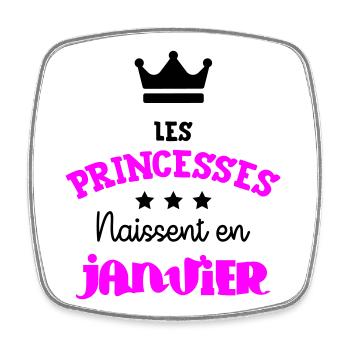 Princesse née en Janvier Joli Cadeau Anniversaire - Magnet carré - blanc - Devant