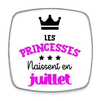 Princesse née en Juillet Joli Cadeau Naissance - Magnet carré - blanc - Devant