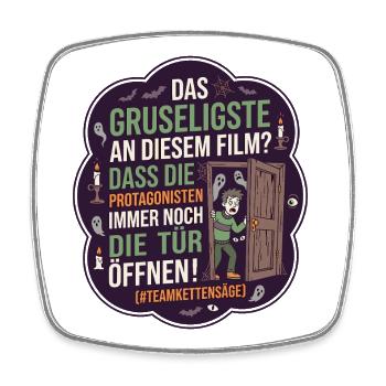 Horror Film Fan lustiger Spruch - Viereckiger Kühlschrankmagnet - Weiß - Vorne