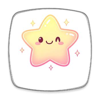 Cute Star Motif for Kids Kawaii Cartton Fans - Square fridge magnet - white - Front