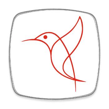 Croquis d'un oiseau rouge - Magnet carré - blanc - Devant
