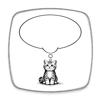 Katzenbaby_sitzend_mit_Denkblase - Viereckiger Kühlschrankmagnet - Weiß - Vorne