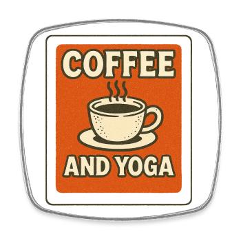 Coffee and Yoga Retro Tee - Square fridge magnet - white - Front