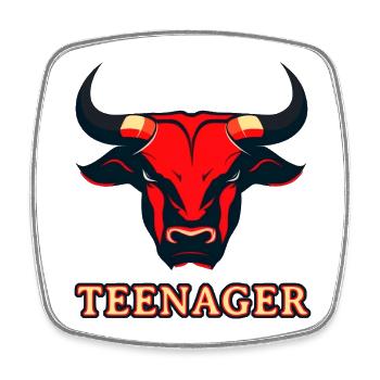 Roter Stierkopf Teenager - Viereckiger Kühlschrankmagnet - Weiß - Vorne