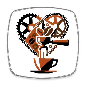 Steampunk-Kaffee-Kreislauf-Gedankenlandschaft - Viereckiger Kühlschrankmagnet - Weiß - Vorne