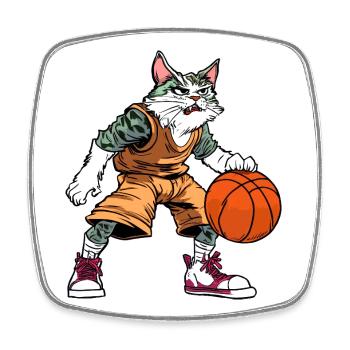 Katzen Basketball - Viereckiger Kühlschrankmagnet - Weiß - Vorne