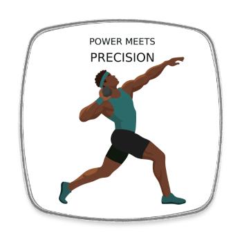 Power Meets Precision - Shot Put - Square fridge magnet - white - Front