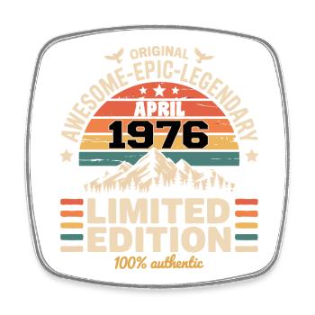 Jubiläumsjahrgang April 1976 - Viereckiger Kühlschrankmagnet - Weiß - Vorne