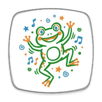 Tanzender Frosch mit Musik - Viereckiger Kühlschrankmagnet - Weiß - Vorne