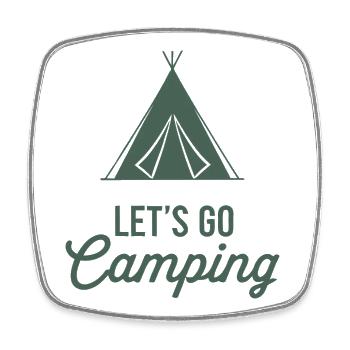 Let's Go Camping – Outdoor Adventure Style - Square fridge magnet - white - Front