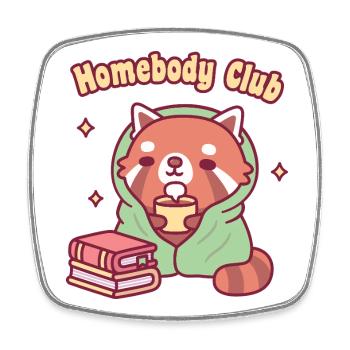 Niedlicher Red Panda Homebody Club - Viereckiger Kühlschrankmagnet - Weiß - Vorne