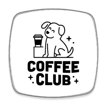 Kaffeeclub, lustiger Hund, Retro-Vintage - Viereckiger Kühlschrankmagnet - Weiß - Vorne