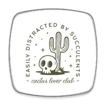 Cactus succulent plant lover funny gardener - Square fridge magnet - white - Front