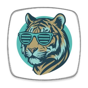 Tiger mit Sonnenbrille Pop Art - Viereckiger Kühlschrankmagnet - Weiß - Vorne