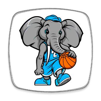 Elefant Basketball - Viereckiger Kühlschrankmagnet - Weiß - Vorne