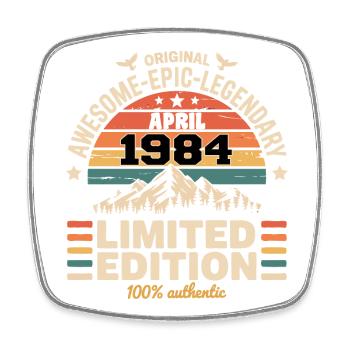 Anniversary vintage April 1984 - Square fridge magnet - white - Front