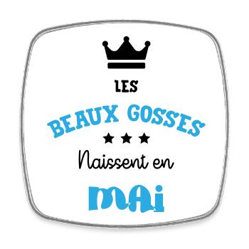 Cadeau naissance bébé garçon Mai Beaux Gosses BG - Magnet carré - blanc - Devant
