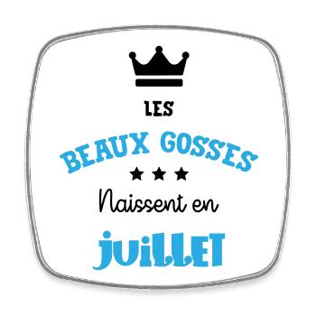 Cadeau naissance bébé garçon Juillet Beaux Gosses - Magnet carré - blanc - Devant