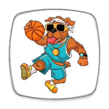 Hund Basketball - Viereckiger Kühlschrankmagnet - Weiß - Vorne