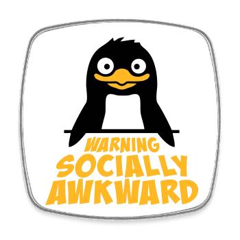 Pinguin Warning Socially Awkward Lustig Unbeholfen - Viereckiger Kühlschrankmagnet - Weiß - Vorne