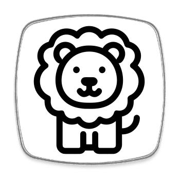 lion - Magnet carré - blanc - Devant