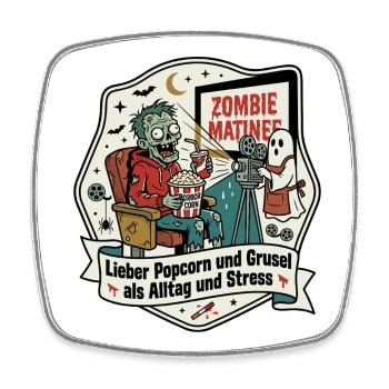 Zombie Kino Popcorn Alltag Humor - Viereckiger Kühlschrankmagnet - Weiß - Vorne