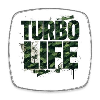 Turbo Life Camouflage Lettering Army Style - Square fridge magnet - white - Front
