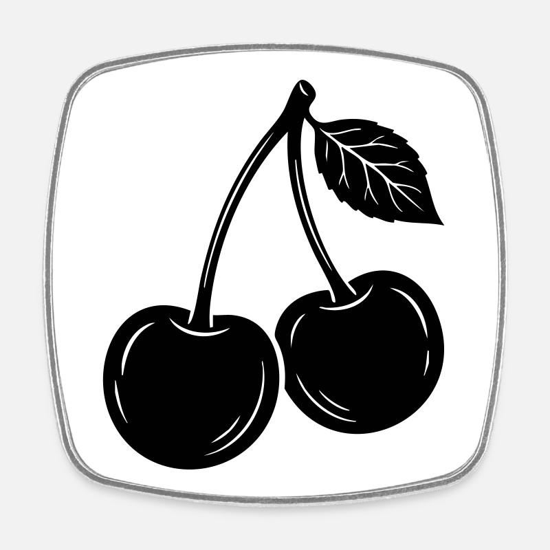 Cherry Pair Silhouette - Magnet carré - blanc