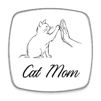 Cat Mom - Square fridge magnet - white - Front