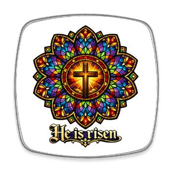 He is risen - Viereckiger Kühlschrankmagnet - Weiß - Vorne