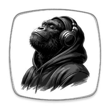 Gorilla Beats Hoodie Portrait - Square fridge magnet - white - Front