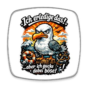 Ich mach das Möwe lustiger Büro Spruch - Viereckiger Kühlschrankmagnet - Weiß - Vorne
