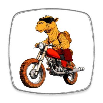 Camel Motorcyclist - Magnet carré - blanc - Devant