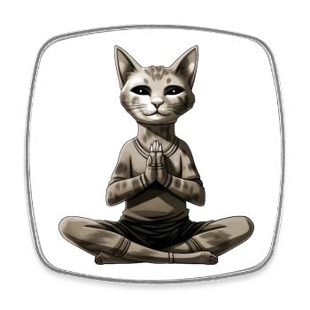 Yoga pour chat - Magnet carré - blanc - Devant