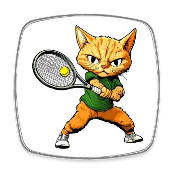 Katzen Tennis - Viereckiger Kühlschrankmagnet - Weiß - Vorne