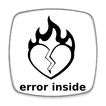 Error Inside – Gebrochenes Herz in Flammen - Viereckiger Kühlschrankmagnet - Weiß - Vorne